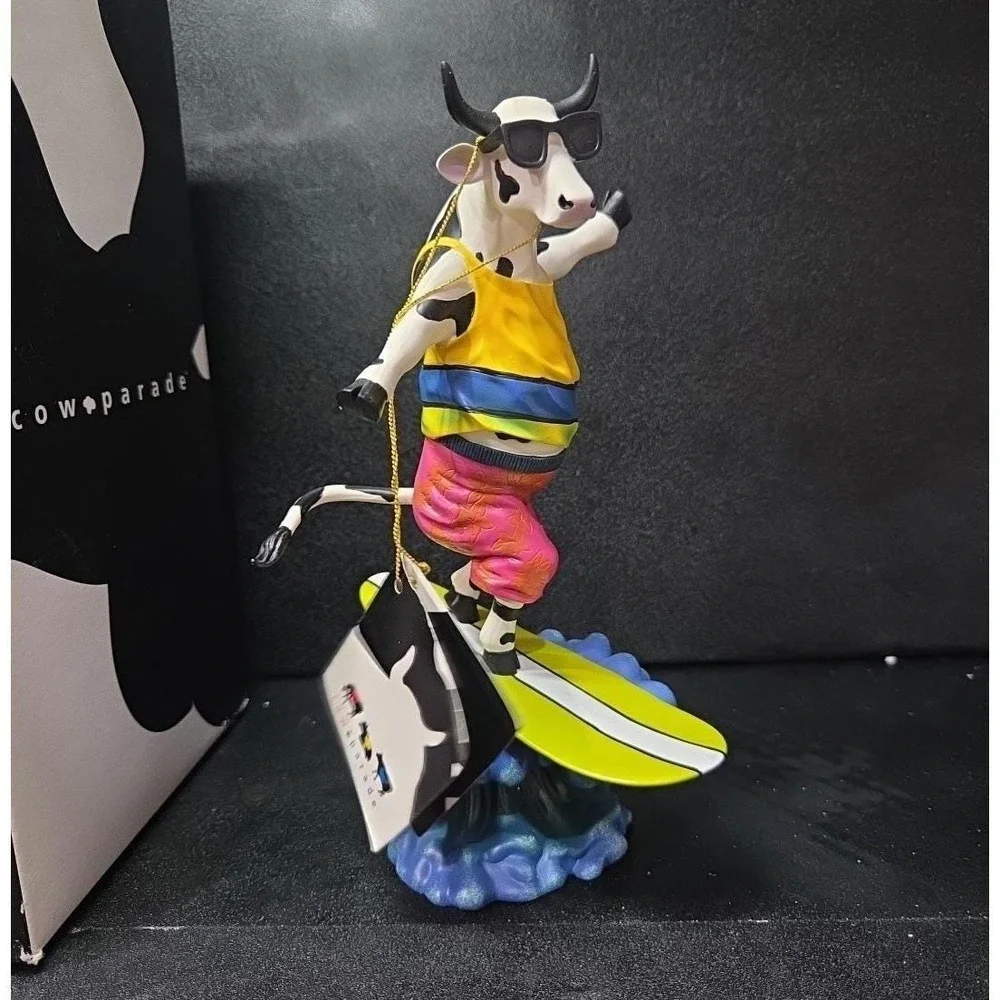 Cow Parade Cowabunga Surfer Cow Figurine, Westland Giftware, #7253, Box & Tag